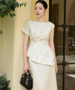 Áo kiểu công sở peplum vân dập