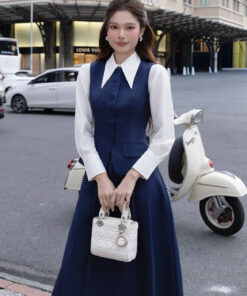 Áo gile công sở nút bọc cotton